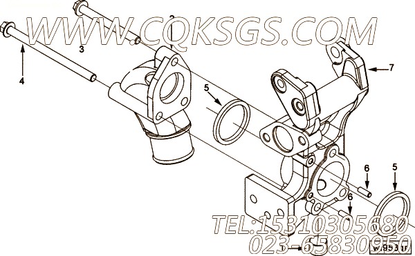 【进水连接】康明斯CUMMINS柴油机的3964548 进水连接