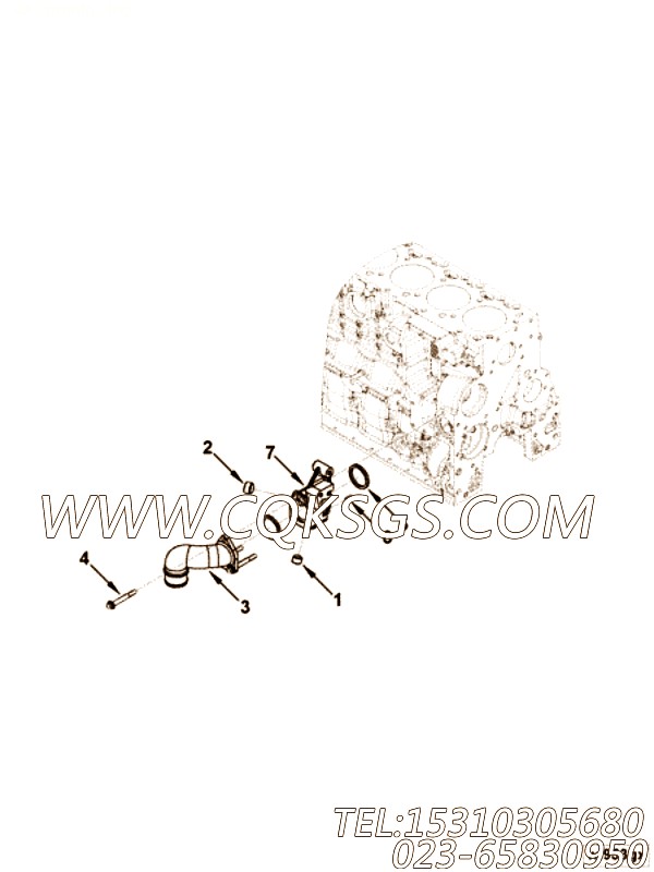 【进水连接】康明斯CUMMINS柴油机的3357577 进水连接