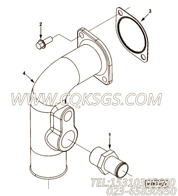 【进水连接】康明斯CUMMINS柴油机的3966051 进水连接