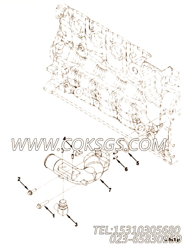 【进水连接】康明斯CUMMINS柴油机的5274263 进水连接