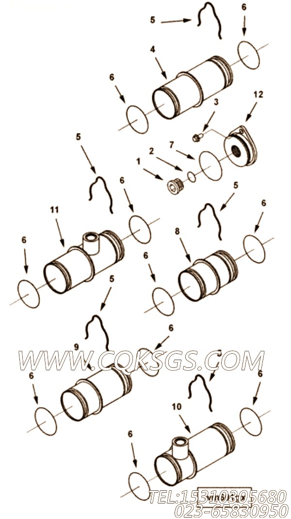 【Tube, Water Transfer】康明斯CUMMINS柴油机的4006843 Tube, Water Transfer