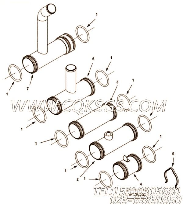 【Tube, Water Transfer】康明斯CUMMINS柴油机的4927486 Tube, Water Transfer
