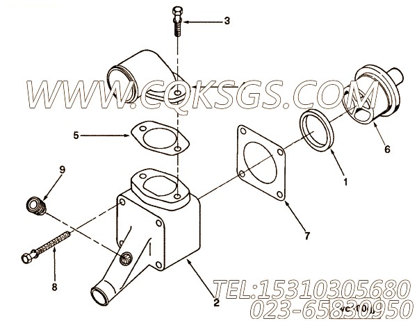 【节温器盖】康明斯CUMMINS柴油机的129339 节温器盖