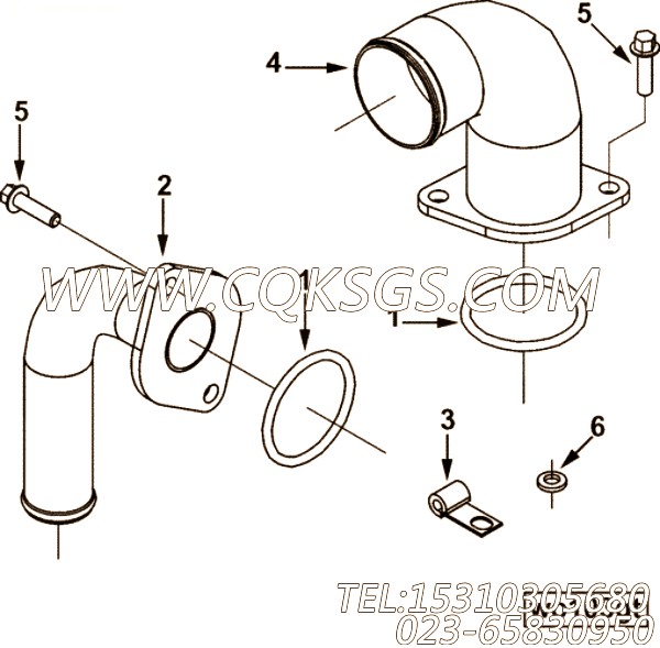 【出水口连接】康明斯CUMMINS柴油机的3103917 出水口连接