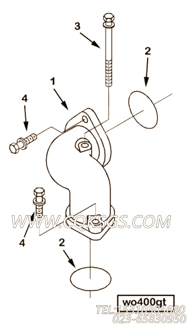 【调水连接】康明斯CUMMINS柴油机的3866631 调水连接