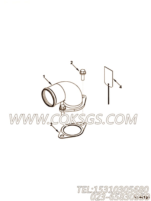 【出水口连接】康明斯CUMMINS柴油机的2866782 出水口连接