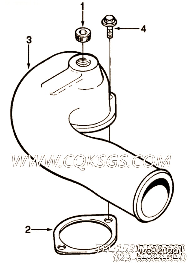【柴油机6CTA8.3-C145的出水管连接件组】 康明斯密封垫,参数及图片