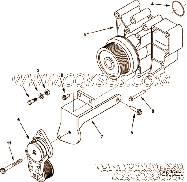 【皮带张紧轮支架】康明斯CUMMINS柴油机的3681649 皮带张紧轮支架