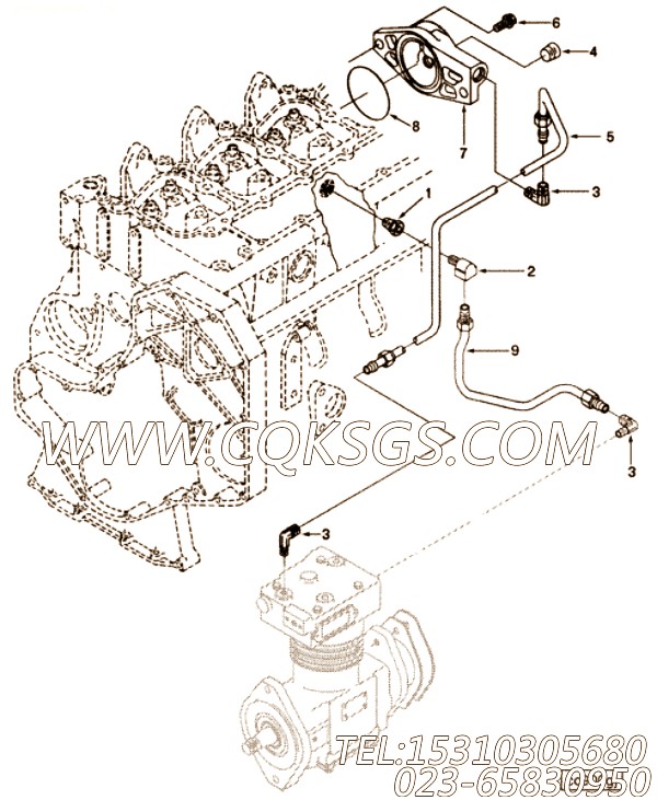 【引擎ISB3.9-140E40A的空压机冷却水管组】 康明斯矩形密封圈,参数及图片