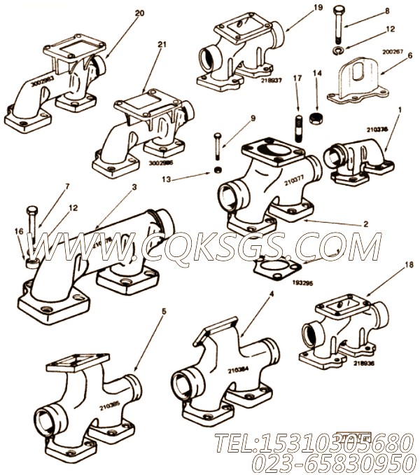【排气歧管】康明斯CUMMINS柴油机的197584 排气歧管