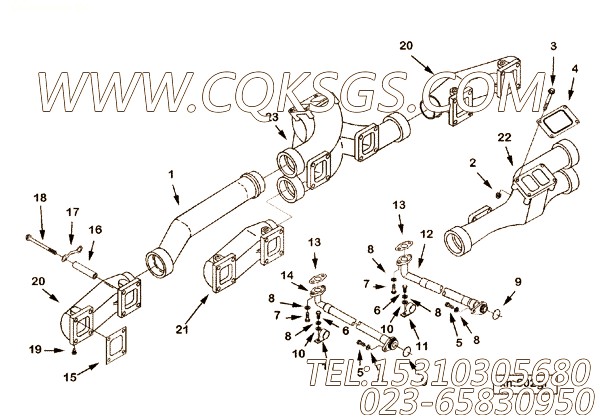 3037821衬垫,用于康明斯KTA38-G2-600KW柴油机排气管组,【动力电】配件