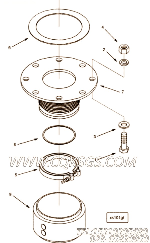 【Gasket, Exh Out Connection】康明斯CUMMINS柴油机的4070258 Gasket, Exh Out Connection