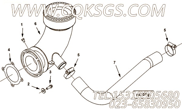 【排气口连接】康明斯CUMMINS柴油机的3977812 排气口连接