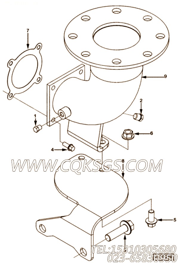 【Brace, Exh Out Connection】康明斯CUMMINS柴油机的4944219 Brace, Exh Out Connection