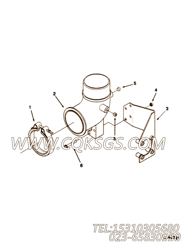 【排气口连接】康明斯CUMMINS柴油机的3329553 排气口连接