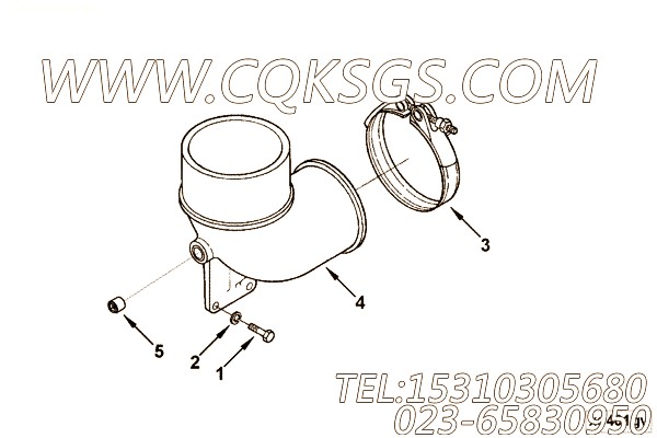 【排气口连接】康明斯CUMMINS柴油机的3033593 排气口连接