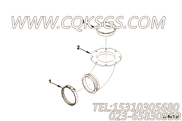 XS8032排气接头,用于康明斯KTA38-G2-600KW动力排气波纹管组,【发电机组】配件