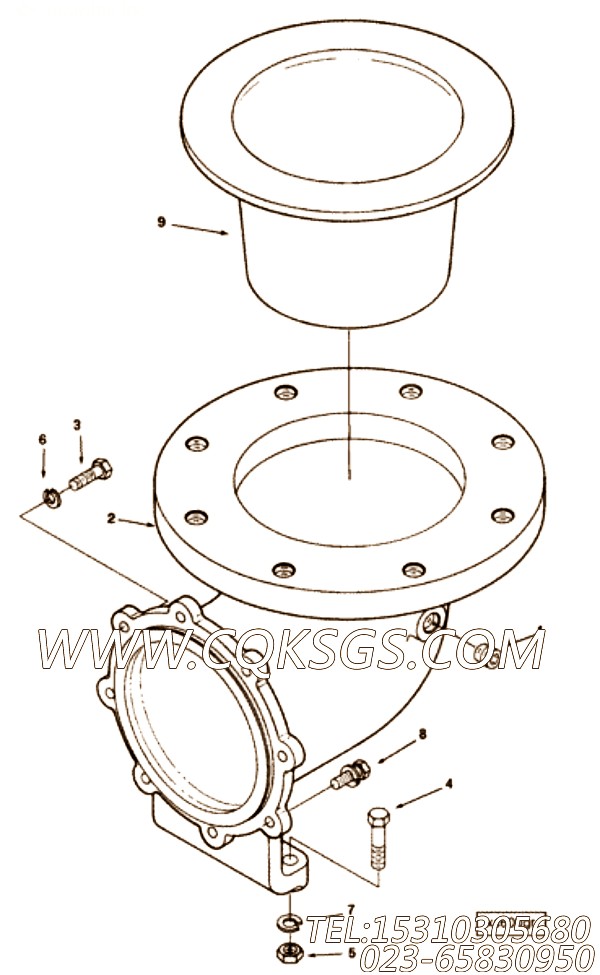 【排气口连接】康明斯CUMMINS柴油机的3049191 排气口连接