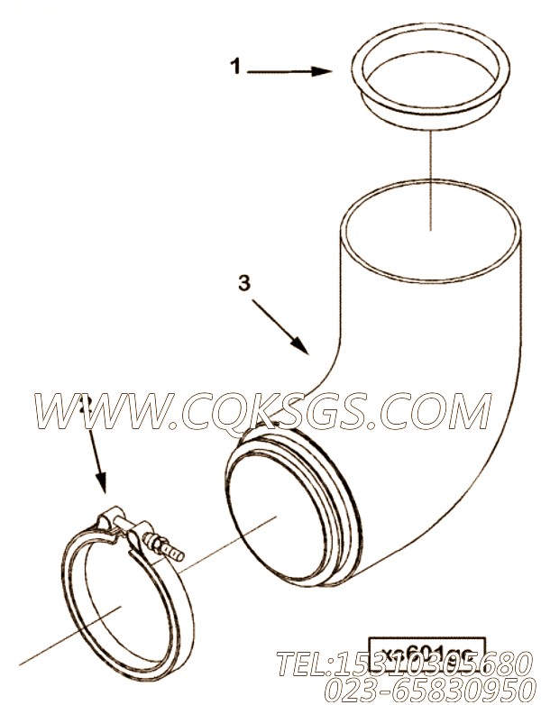 【排气口连接】康明斯CUMMINS柴油机的3629518 排气口连接