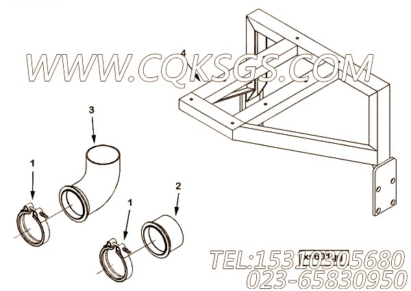 【排气口管】康明斯CUMMINS柴油机的3016308 排气口管