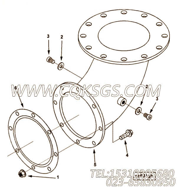 【排气口连接】康明斯CUMMINS柴油机的4015897 排气口连接