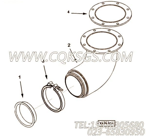 【排气口连接】康明斯CUMMINS柴油机的3331589 排气口连接
