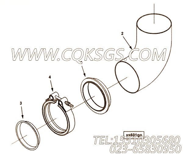 【排气口管】康明斯CUMMINS柴油机的3629522 排气口管