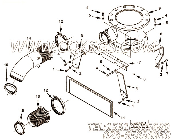 【排气口连接】康明斯CUMMINS柴油机的4945812 排气口连接