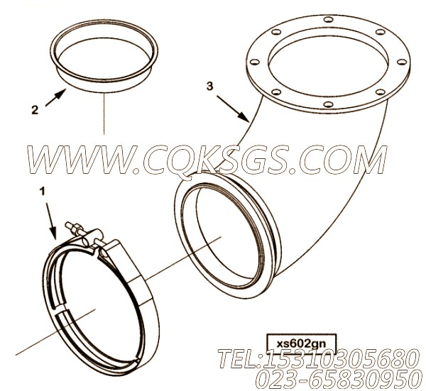 【排气口连接】康明斯CUMMINS柴油机的3640178 排气口连接