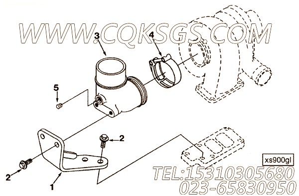 【Brace, Exh Out Connection】康明斯CUMMINS柴油机的3903759 Brace, Exh Out Connection