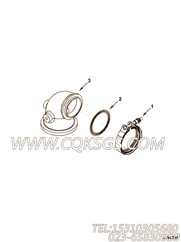 【排气口连接】康明斯CUMMINS柴油机的3357475 排气口连接