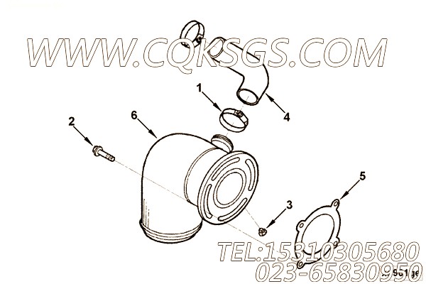 【排气口连接】康明斯CUMMINS柴油机的3914733 排气口连接
