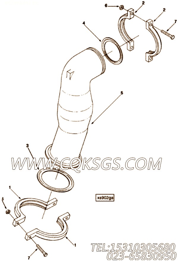 【排气口连接】康明斯CUMMINS柴油机的3352884 排气口连接