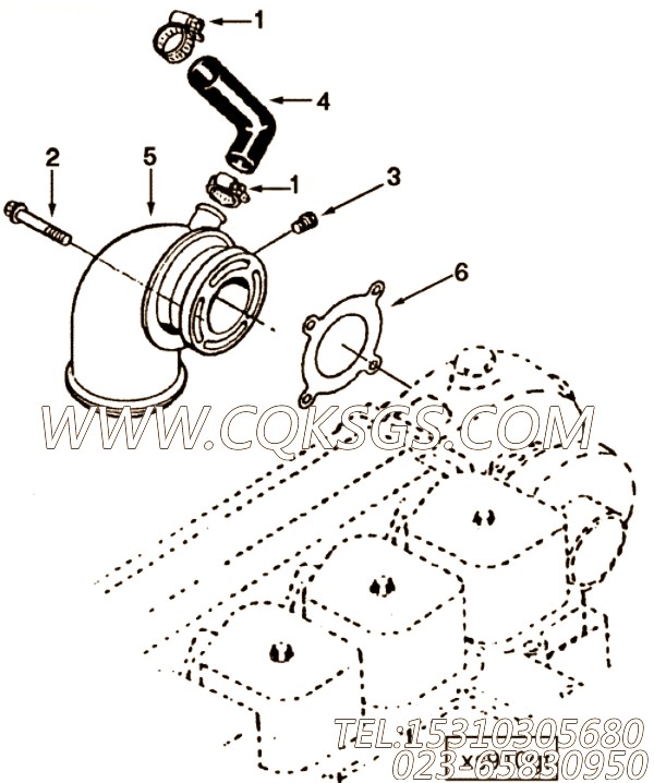 【排气口连接】康明斯CUMMINS柴油机的3914631 排气口连接