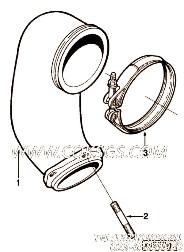【排气口连接】康明斯CUMMINS柴油机的3279157 排气口连接