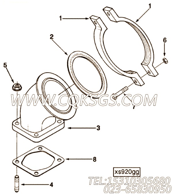 【排气口连接】康明斯CUMMINS柴油机的3353508 排气口连接