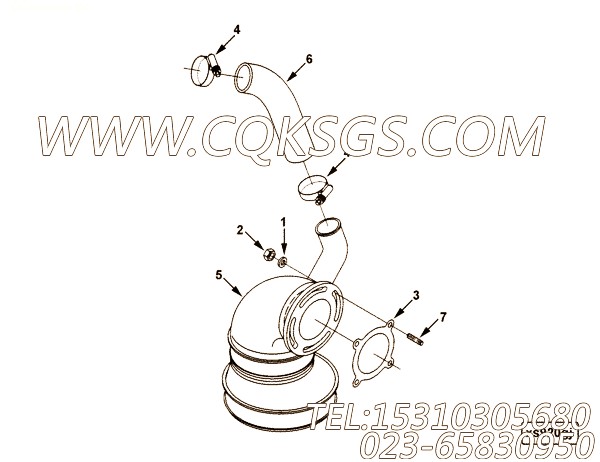 【排气口连接】康明斯CUMMINS柴油机的3923488 排气口连接