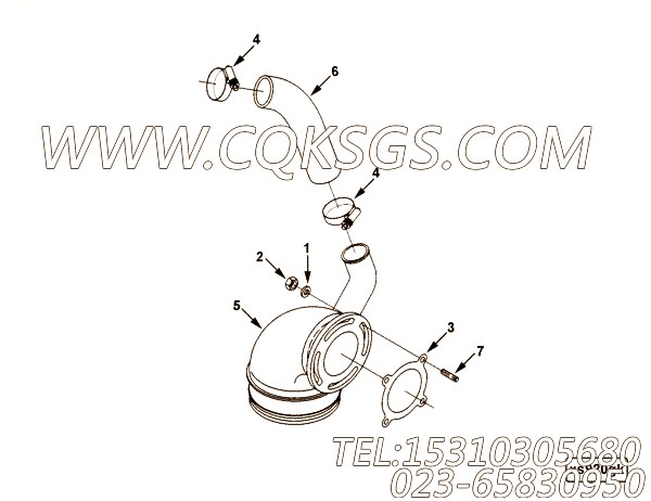 【排气口连接】康明斯CUMMINS柴油机的3923487 排气口连接