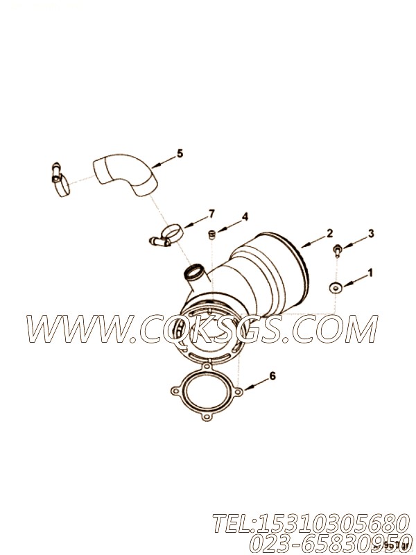 【排气口连接】康明斯CUMMINS柴油机的3866424 排气口连接