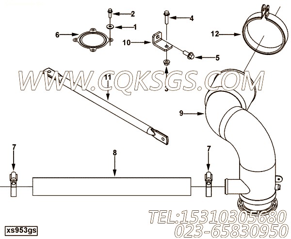 【排气口连接】康明斯CUMMINS柴油机的3969188 排气口连接