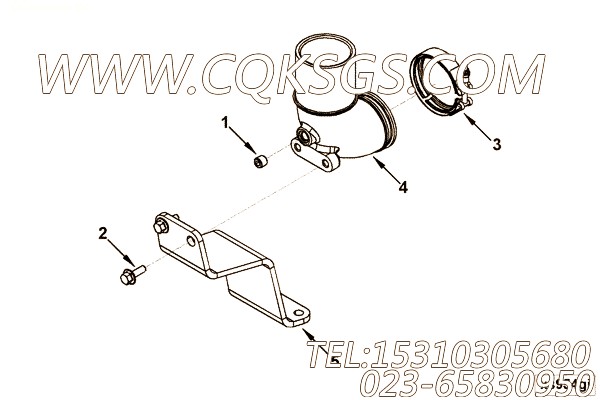 【Brace, Exh Out Connection】康明斯CUMMINS柴油机的4929197 Brace, Exh Out Connection