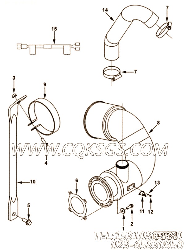 【排气口连接】康明斯CUMMINS柴油机的3978849 排气口连接