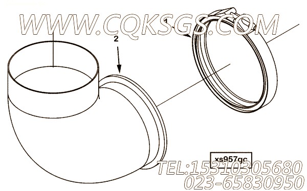 【排气口连接】康明斯CUMMINS柴油机的4096221 排气口连接