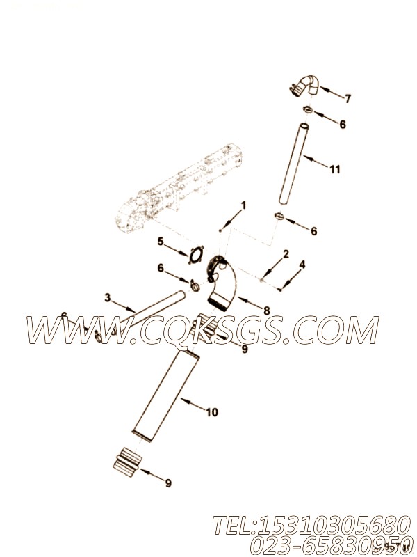 【排气口连接】康明斯CUMMINS柴油机的4940860 排气口连接