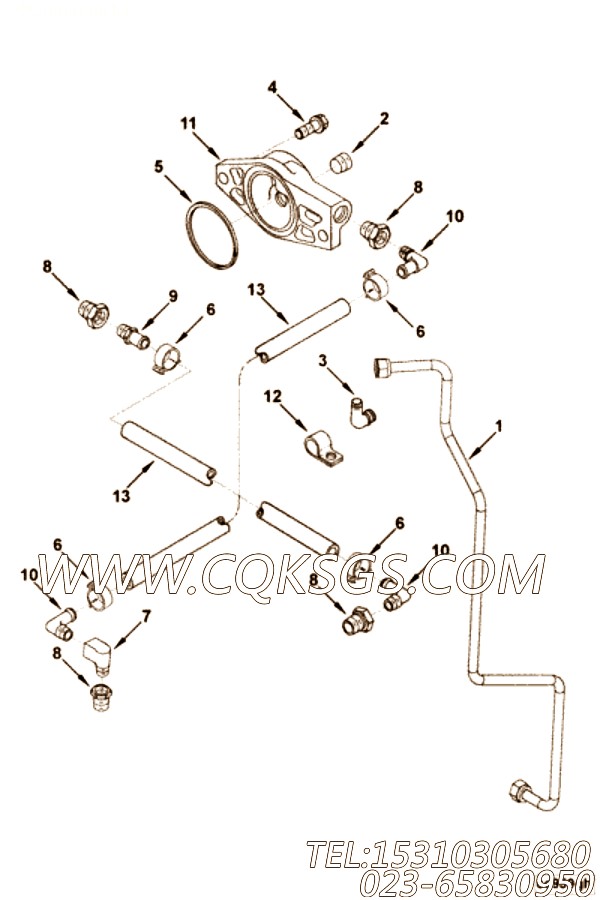 【CPR水进口管】康明斯CUMMINS柴油机的3282118 CPR水进口管