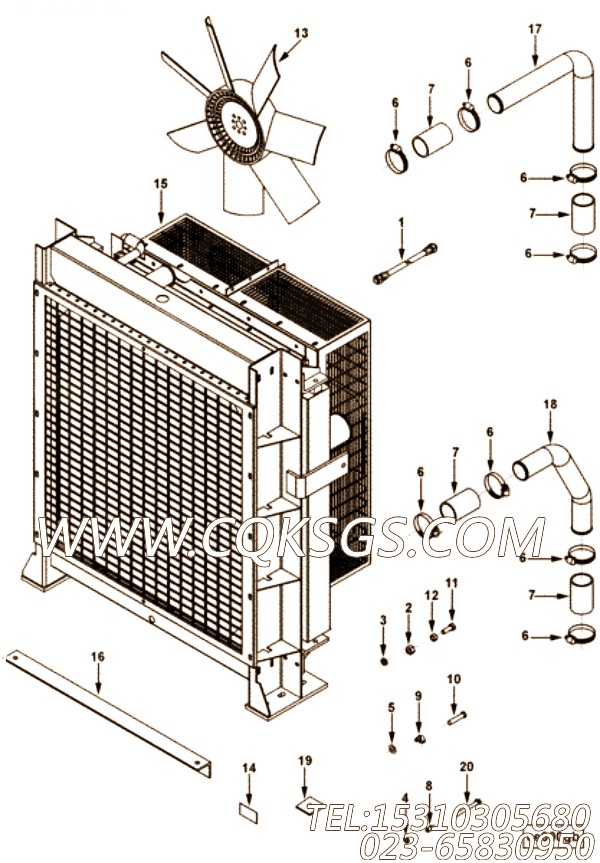 【引擎4BTA3.9-G4的散热器组】 康明斯标签,参数及图片