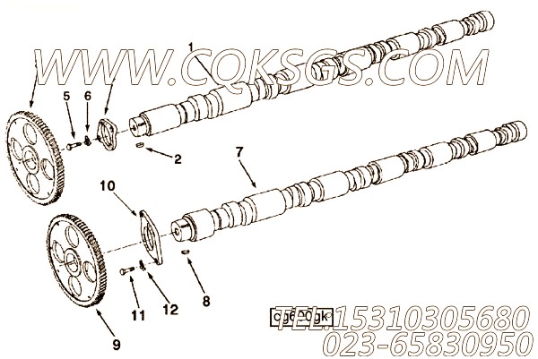 3066889凸轮轴,用于康明斯KTA38-C1050柴油机性能件组,【内燃机车】配件