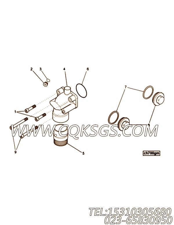 【出水口连接】康明斯CUMMINS柴油机的4013988 出水口连接