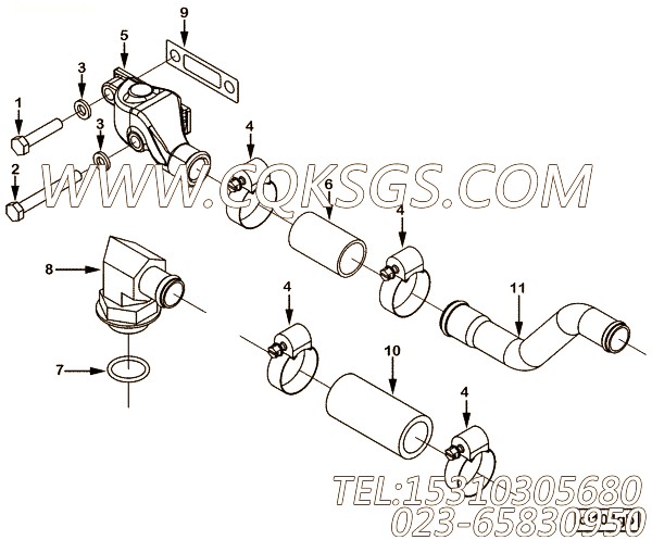 【进气口连接】康明斯CUMMINS柴油机的183169 进气口连接
