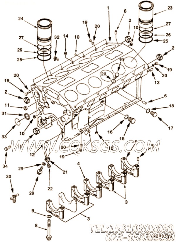 【主轴承盖】康明斯CUMMINS柴油机的3092782 主轴承盖